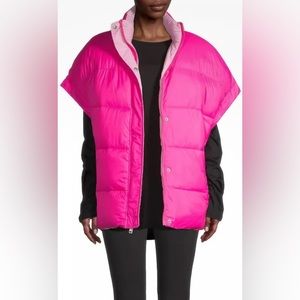 NEW Ugg Sydnee Pink Reversible Water Repellent Oversized Puffer Vest Size M